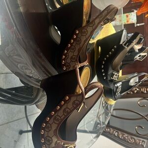 Brown with gold accents MK shoes in excellent condition only used once